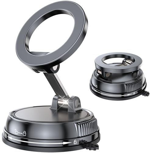 GizmoVine Supporto Magnetico Auto Telefono, Upgrade 2026 – 360° Regolabile, Ventosa Forte 35kg, Compatibile con MagSafe, Versatile per Dashboard Parabrezza Ventilazione, iPhone & Android