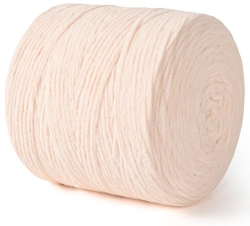 NOTIONSLAND 800g Chenille Wolle zum häkeln, Hellbeige | Dicke Flauschige Weich Chenille Garn, Perfekt zum Weben von Schals, Mützen, Decken, Zierkissen