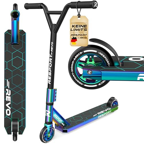 RE:Sport Trottinette Freestyle REVO avec Support | Stunt Scooter Professionnelle pour Enfants et Adultes | Trottinette Cascade Roues en polyuréthane et Barre en Y, roulement à Billes ABEC 9
