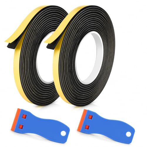 2PCS Ceranfeld Dichtungsband Selbstklebend 5m x 10mm x 3mm, Dichtband Selbstklebend für Elektroherd, Ceranfeld, Induktionskochfeld, Wärmebeständig, Wasserdicht, Einfache Anwendung mit Schaber