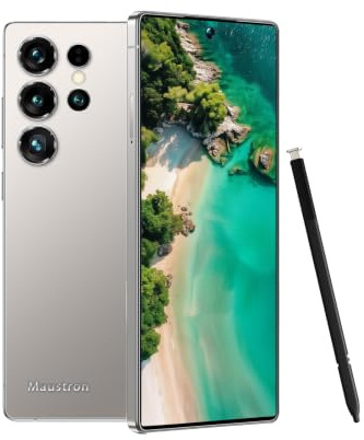 Smartphone B25Ultra da 7,3 pollici, 8 GB di RAM + 256 GB di ROM, supporta schede MicroSD fino a 128 GB, doppia SIM, 5G, Android 14, doppia fotocamera, sblocco tramite impronta digitale, grigio