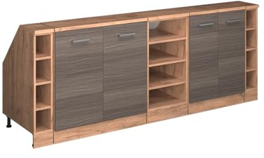 Vicco Küchenschrank für Dachschrägen R-Line, Edelgrau, 210 cm 5er Set Schrankkorpuss 60 cm Tiefe, geeignet für schräge Wände und Variable Küchenmontage