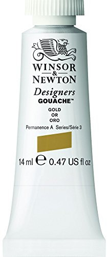Winsor & Newton Designers Gouache - Peinture Gouache pour le Dessin, L'illustration, le Design - Aquarelle Opaque, Tube de 14ml, Couleur Or Imitation