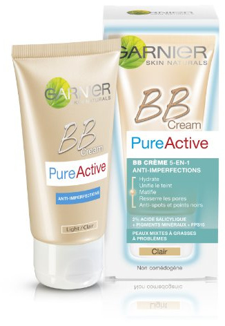 GARNIER - Crème Visage - BB crème 5en1 Pure Active Anti imperfections - CLAIR -50ml