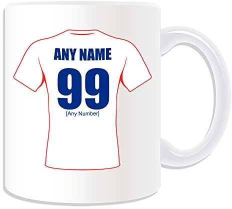 Personalised Gift - England Mug (Rugby League Team Design Theme, White) - Any Name/Message on Your Unique Mug - Three Lions
