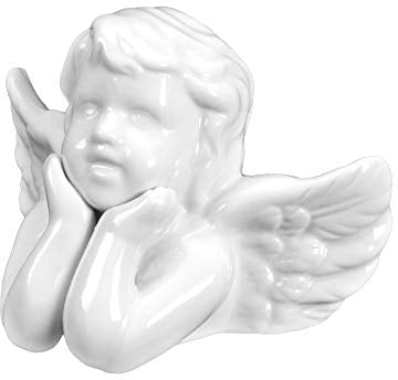 Holst Porzellan PSEN 001 Porzellanfigur Engel Träumer, weiß, 11 x 17 x 12.5 cm