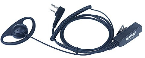 KEYBLU D Shape Earpiece Headset with Big PTT for 2 Pin Walkie Talkie Radio Compatible with Baofeng Kenwood Arcshell V-5R BF-F8HP BF-888S AR-5