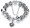 A TE® Charm Pulsera Abalorio Murano Cristal Vidrio Perlas con Cadena de Seguridad #JW-B110 (Negro 18cm)