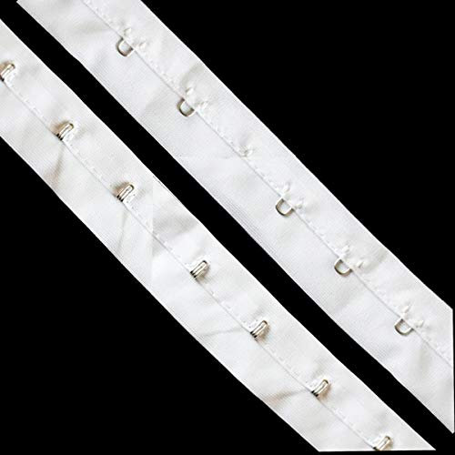 Trimming Shop Hook and Eye Tape Fabric Fastening for Personalising & Designing Clothing, DIY Fabric Craft Projects, Garments, Lingerie, White, 25mm, 1 Metre