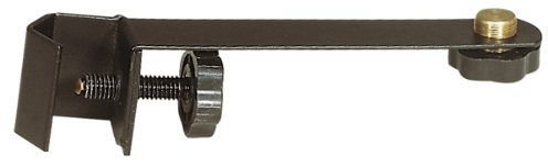 Black metal clamp-on microphone bar.