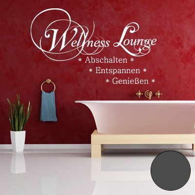 A582 Wandtattoo Wellness Lounge 143cm x 87cm anthrazit (erhältlich in 40 Farben und 2 Größen)