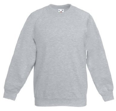 Fruit Of The Loom Kids Childrens Raglan Style Sweatshirt Heather Grey 14-15
