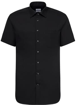 Seidensticker Herren Mens Regular Shortsleeve Klassisches Hemd, Schwarz(001001), 45 EU