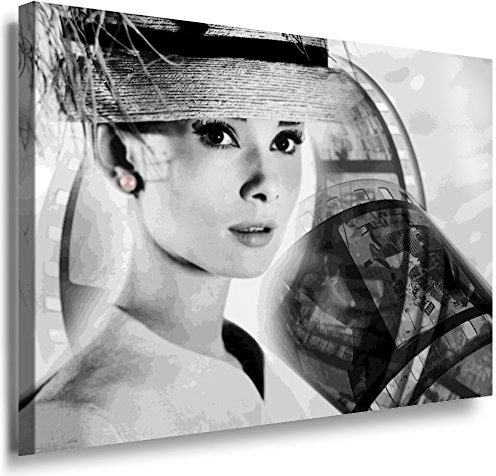 Julia-Art Leinwandbilder - Audrey Hepburn Bild 1 teilig - 100 mal 70 cm Leinwand auf Rahmen - sofort aufhängbar Wandbild XXL - Kunstdrucke QN46-5