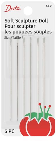 Dritz 56D Doll Hand Needles, Soft Sculpture, 3-Inch (6-Count),Nickel