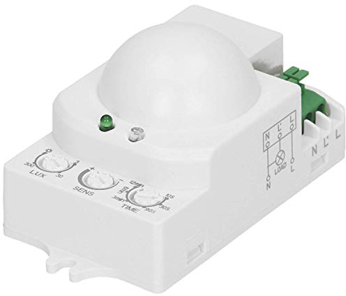 ORNO OR- CR-208 Mini de microondas Sensor de Movimiento 360 Grados internos con Sensor crepuscular LED Compatible