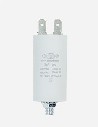 EDI-TRONIC condensateur de moteur, condensateur de travail, condensateur de démarrage, bouchon, avec cosses 6,3mm, 3µF, 450V, M8