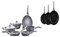Set di Pentole in Pietra Lavica Bavaria e Coltelli Bianco/Neri Royalty Line Qualita' Extra 19 Pz Pelapatate Omaggio
