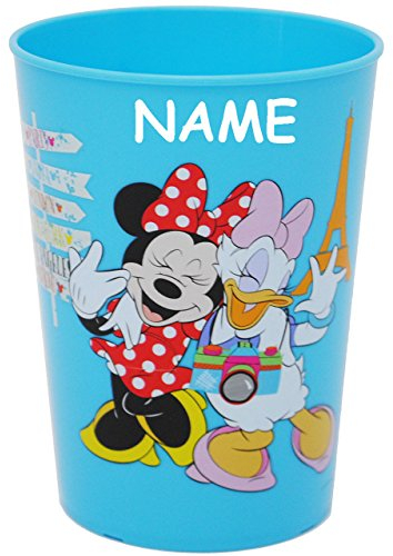 alles-meine.de GmbH 1 Stück 3 in 1 - Trinkbecher/Zahnputzbecher/Malbecher - Becher - Minnie Maus - BLAU - incl. Name - 280 ml - Trinkglas aus Kunststoff Plastik - für K..