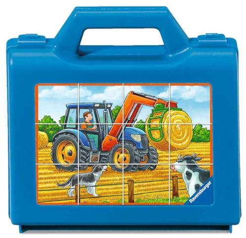 Ravensburger Kinderpuzzle - 07432 Fahrzeuge auf dem Bauernhof - Würfelpuzzle mit 6 Teilen, Puzzle für Kinder ab 3 Jahren
