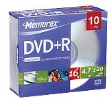 Memorex Professional DVD+R 4.7GB 16x 10er Pack Slim Case DVD-Rohlinge