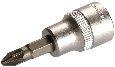 SW-Stahl S2229-PZ2 Schraubendreheinsatz 10 mm 3/8 Zoll Antrieb Kreuz PZ2 | 48 mm Bit-Steckschlüssel, Pozidriv-Profil, Chrom-Vanadium-Stahl, matt verchromt, 3/8 Vierkant-Antrieb, lose Verpackung