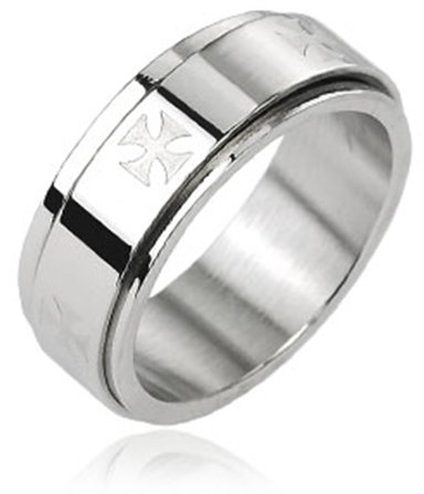 BlackAmazement Unisex Dreh Ring Edelstahl Celtic Iron Cross Eisernes Kreuz Kelten Gothic Biker (22.6)