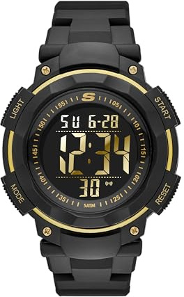 Skechers Men's Ruhland Digital Chronograph Watch, Color: Black/Gold (Model: SR1019)