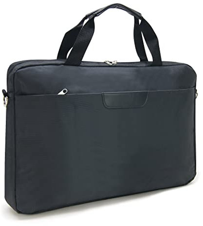 Waytex 71212 Sacoche Ordinateur 15 pouces 2 Compartiments 2 Poches Zippées avec Bandoulière en Nylon Noir