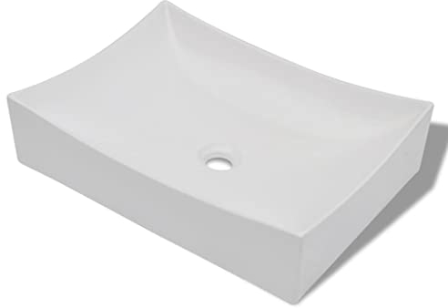 vidaXL Vasque de Salle Bains Céramique Haute Brillance Blanc Lavabo Lave-mains