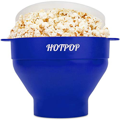 Hotpop Popcorn-Maker für die Mikrowelle, 17 Farben zur Auswahl, Silikon, zusammenklappbar, BPA-frei und spülmaschinenfest, in 17 Farben erhältlich (blau)