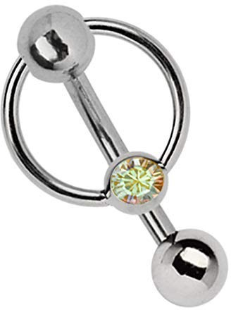 Modern Nature Piercing-Schmuck Intimpiercing Titan Banane in 1,6 mm, 5 mm Lochkugel und Klemm-Ring mit Stein in vielen Farben