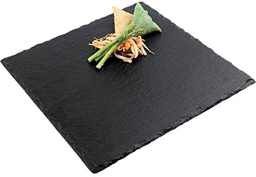 Paderno 41585-30 Piatto Quadro, 30x30 cm, Ardesia, Pietra, Nero, Dimensioni 30 x 30 cm