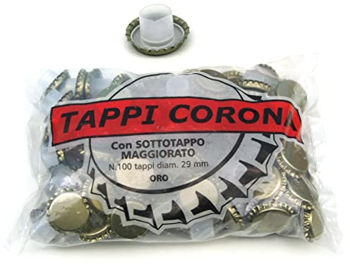 Home Set de 100 Capsules Couronne avec sous-Capsule Plus Large, diamètre 29mm, Couleur Or