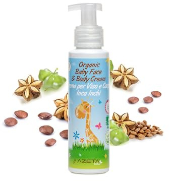 Organic Baby Gesichts Cremel 100% kontrollierte Bio Qualität, pflegt und schützt die zarte Baby Haut bei Wind und Wetter - reine hochwertige Inhaltsstoffe - AZETA bio 100ml