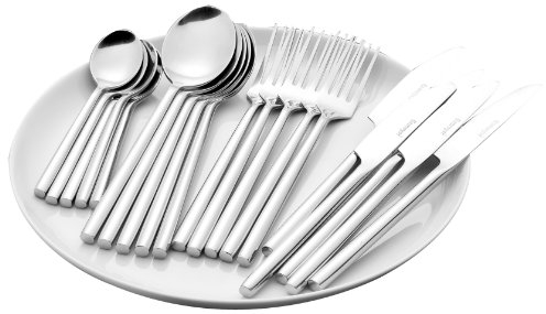 24-teiliges 142-030 Besteckset Silke, aus Edelstahl 18/0 poliert, geschmiedete Qualität, für 6 Personen, Silberfarben