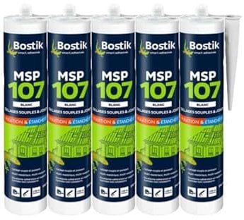 Bostik Lot de 5 mastics Multi-usages Colle et Joint MSP 107 - Blanc - 290ml