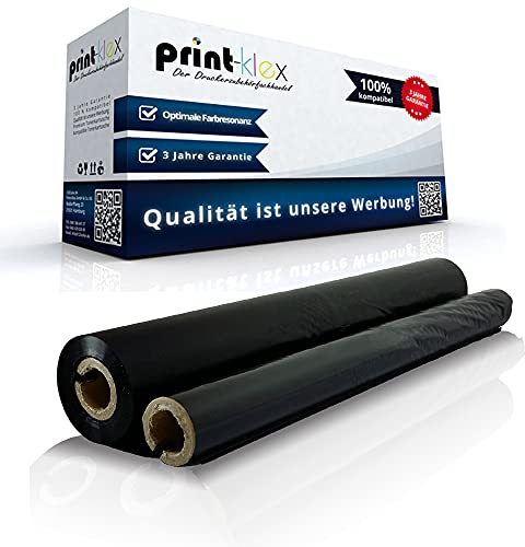 Print-Klex Thermorolle kompatibel für Brother Fax T82 Fax T84 Fax T86 Fax T92 Fax T94 Fax T96 Fax T98 PPF 560 PPF 580MC PC72RF Black BK - Eco Plus Serie Thermotransfer Band Thermo Rolle