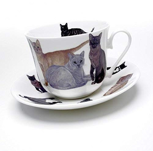 Roy Kirkham – Cats Galore – Tasse et soucoupe pour petit déjeuner