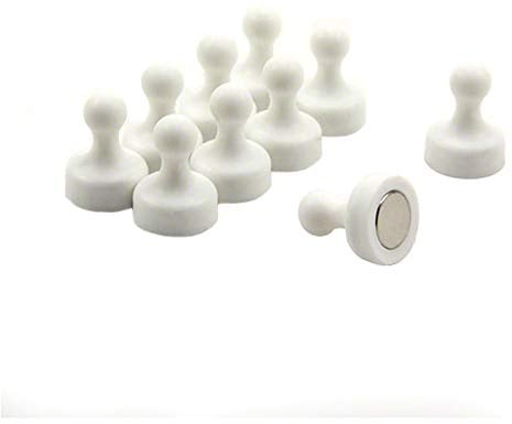 High Power White Skittle Magnet for Fridge, Office, Whiteboard, Noticeboard, Filing Cabinet - 19mm dia x 25mm tall - Pack of 10