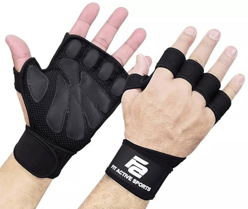 Fit Active Sports belüftete Gewichtheber-Handschuhe Mittel schwarz