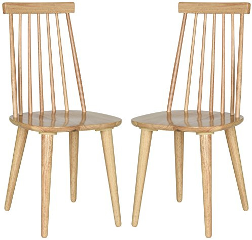 Safavieh American Homes Collection Burris Country Farmhouse Natural Spindle Side Chair, Wood (Set of 2)
