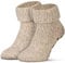 Piarini ABS Stoppersocken Wollsocken Wintersocken Norwegersocken Innenfrottee Damen Herren Jungen Mädchen beige-meliert 35-38