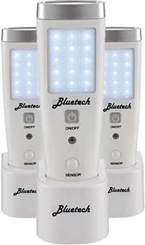 BLUETECH LED Flashlight Night Light for Emergency Preparedness, Portable Unit with Motion Detection,Power Failure Light, ETL Approved Blackout Light- 3 Pack