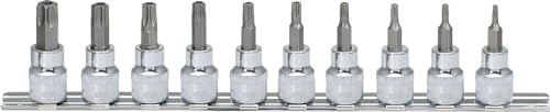 KS Tools 918.3970 3/8 CHROMEplus Bit-Stecknuss-Satz TX, Bohrung, 10-tlg.TB10-TB55