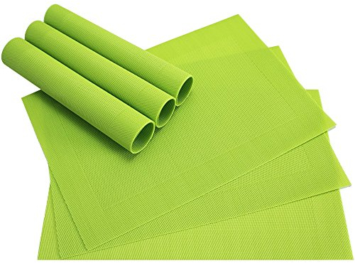 matches21 Edle Tischsets Platzsets BORDA Platzmatten 6er Set hellgrün kiwi gewebt aus Kunststoff 45x30 cm abwaschbar Platzdeckchen Esstischunterlagen vom Tischwäsche Spezialist