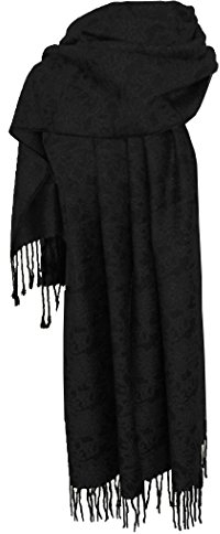 Nella-Mode Edler & Eleganter Schal, Stola; - Florales Muster; - Farbe: Schwarz