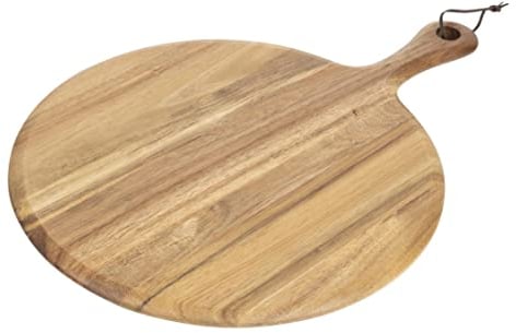 Olympia Planche en acacia ronde 330mm, couleur naturelle, planche à pizza ronde, planche à fromage ronde, planche à charcuterie, usage professionnel et domestique, GM308