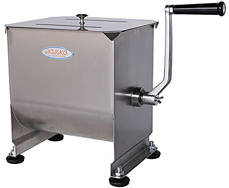 Hakka 20-Pound/10-Liter Capacity Tank Stainless Steel Manual Meat Mixers (Mixing Maximum 15-Pound for Meat)