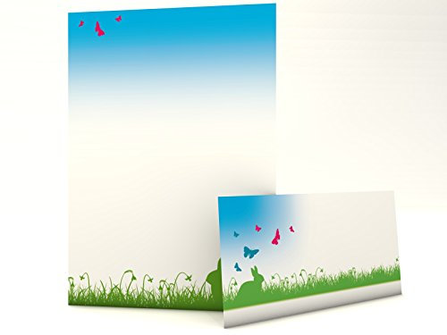 Motivpapier Set mit Umschlag Frohe Ostern 20 Blatt A4 und 20 passende Kuverts